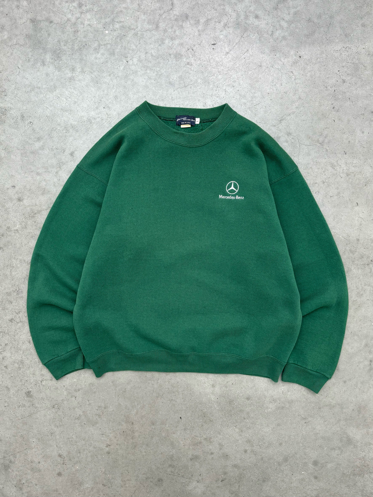FADED FOREST GREEN "MERCEDES-BENZ" CREWNECK - 1990S