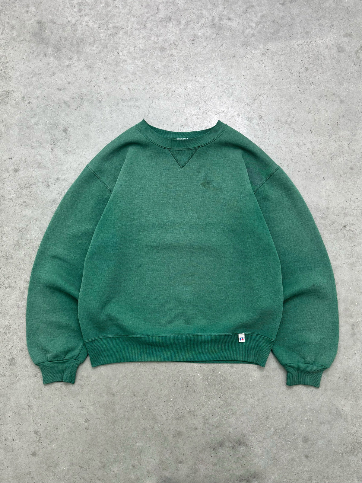 FADED FOREST GREEN RUSSELL CREWNECK - 1990S