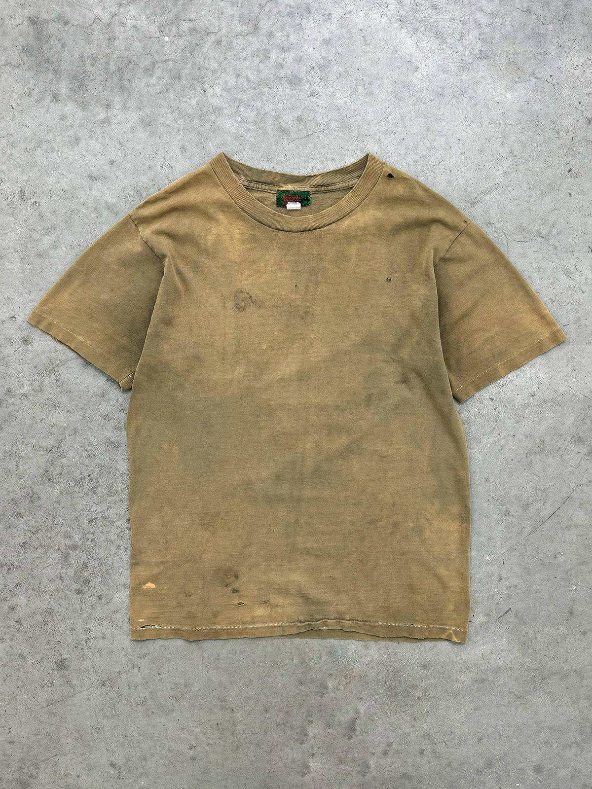 DISTRESSED & SUN FADED OLIVE "JOSEPH" TEE - 1980S