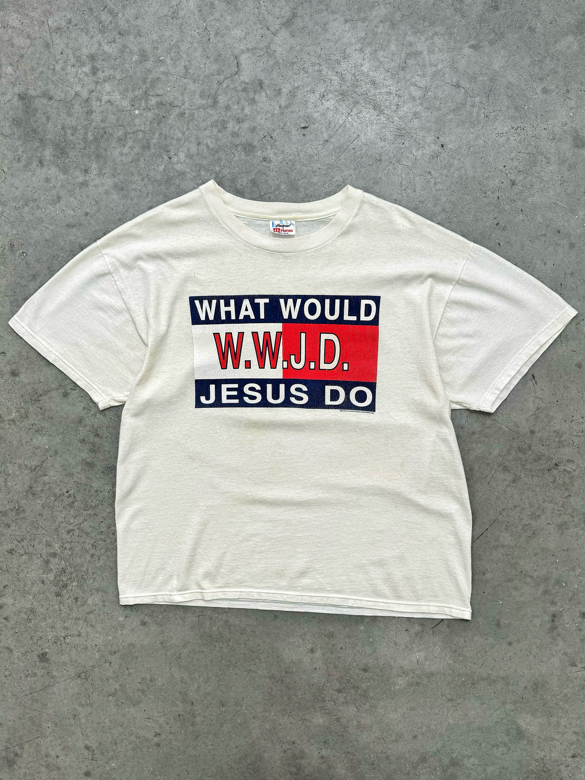 FADED BONE WHITE "WWJD" TEE - 2000S