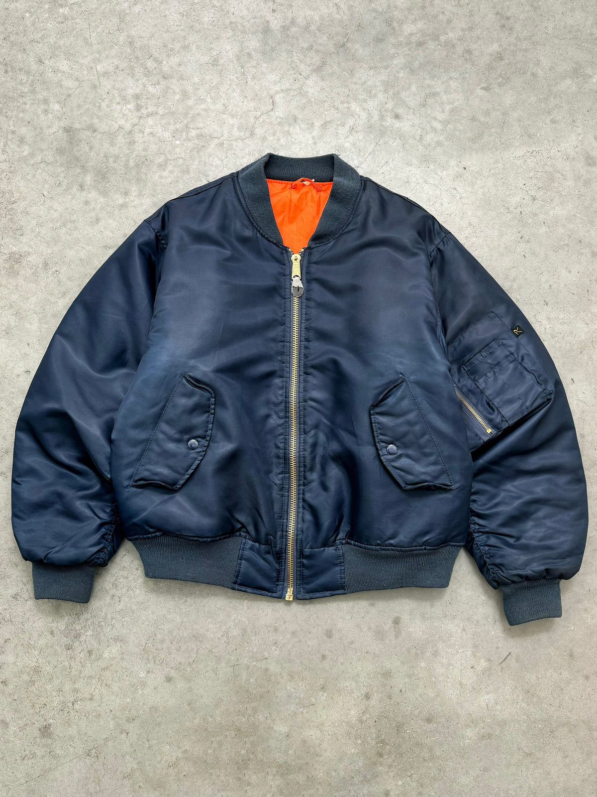 FADED NAVY BLUE MA-1 BOMBER JACKET - 2000S