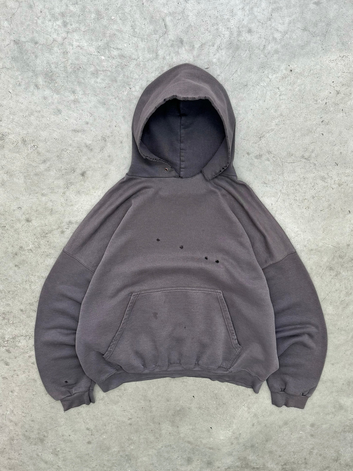 FADED & DISTRESSED CHARCOAL HOODIE - 1990S