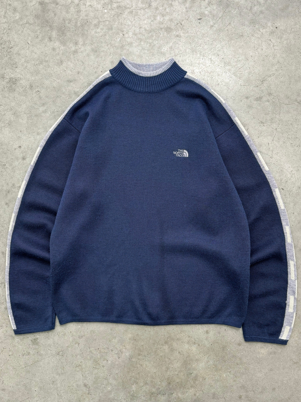 FADED BLUE THE NORTH FACE WOOL MOCK NECK SWEATER - 1990S
