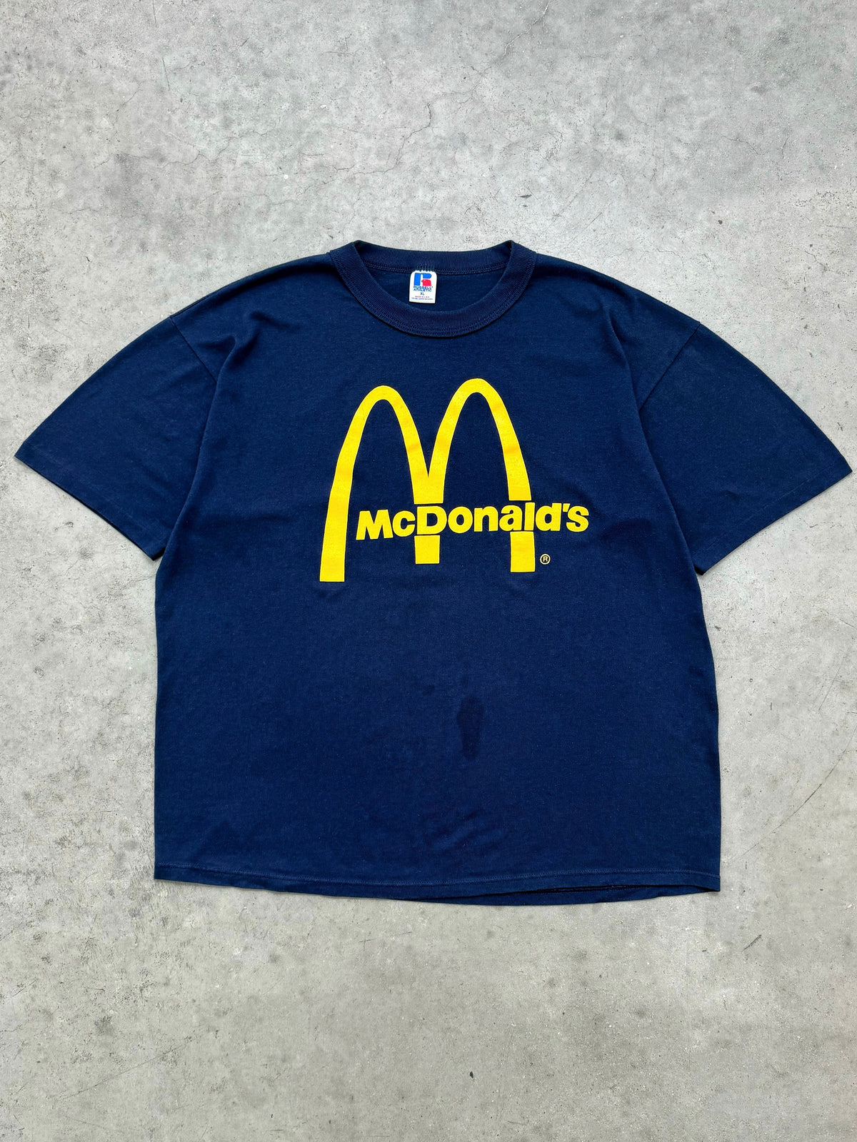 FADED DEEP BLUE "MCDONALDS" RUSSELL TEE - 1980S