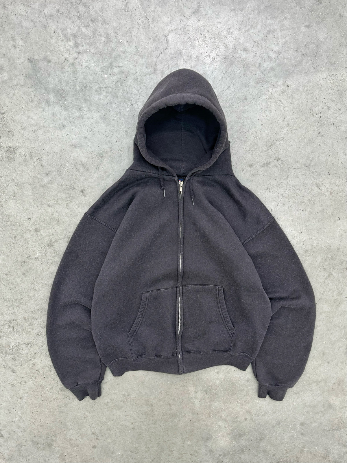 FADED BLACK ZIP UP HOODIE - 1990S