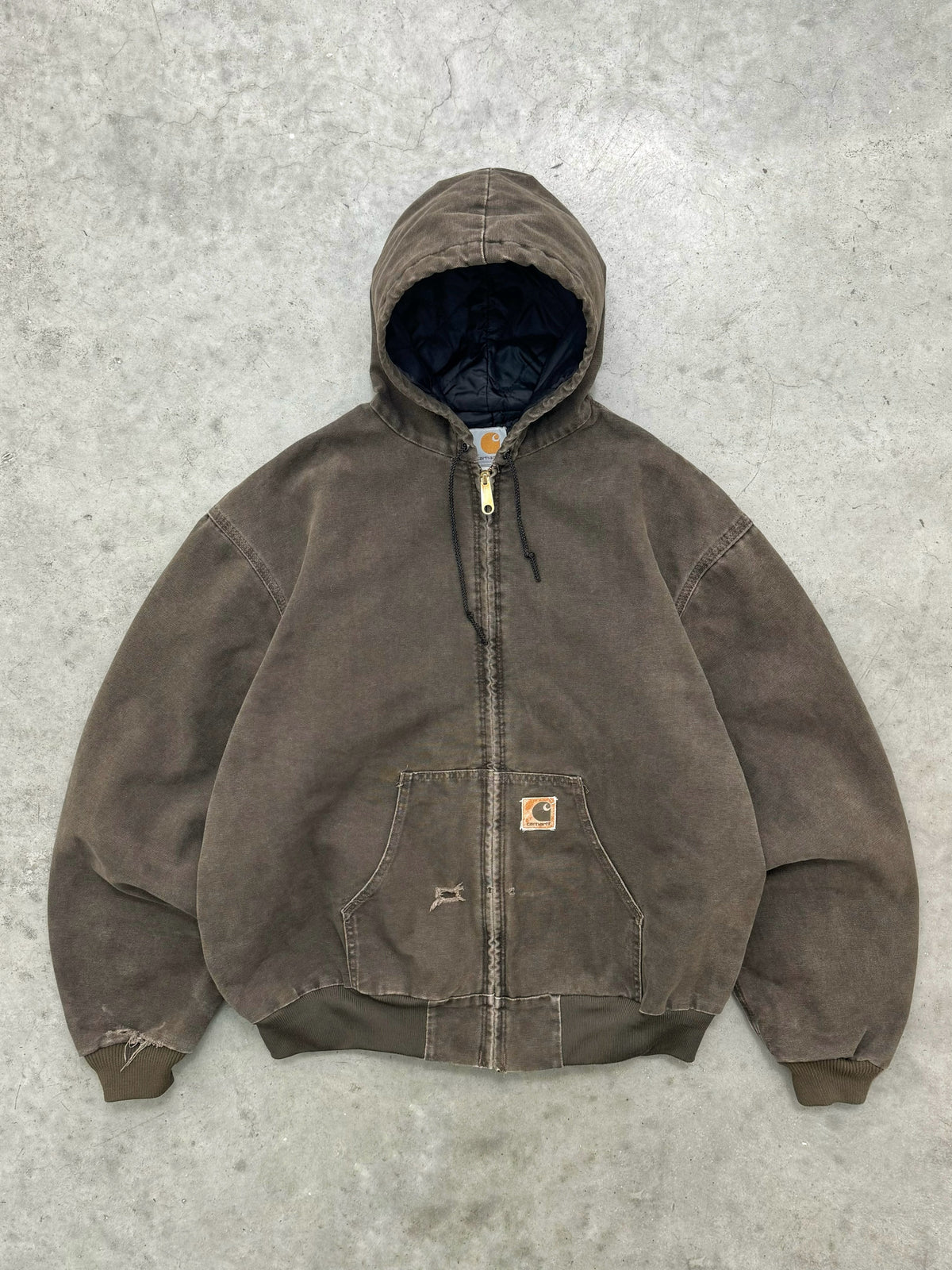 DISTRESSED FADED MUD BROWN CARHARTT ACTIVE JACKET - 1990S