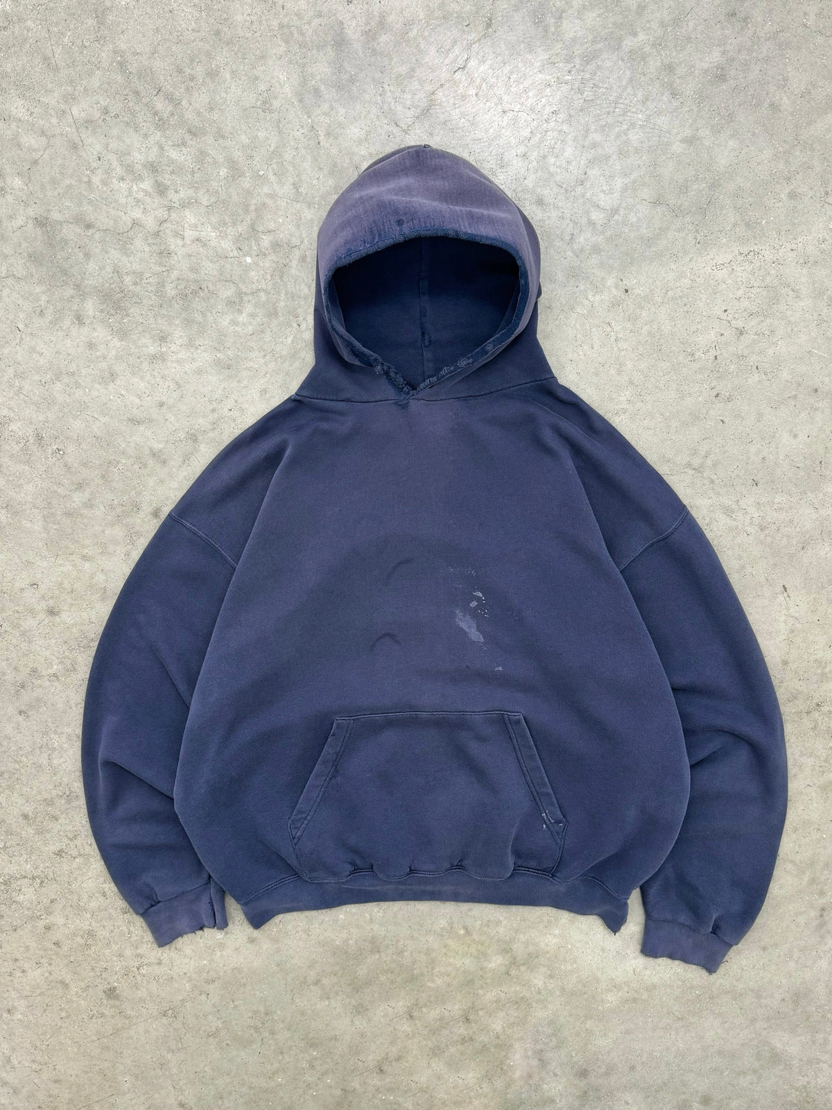 DISTRESSED SUN FADED NAVY HOODIE - 1990S