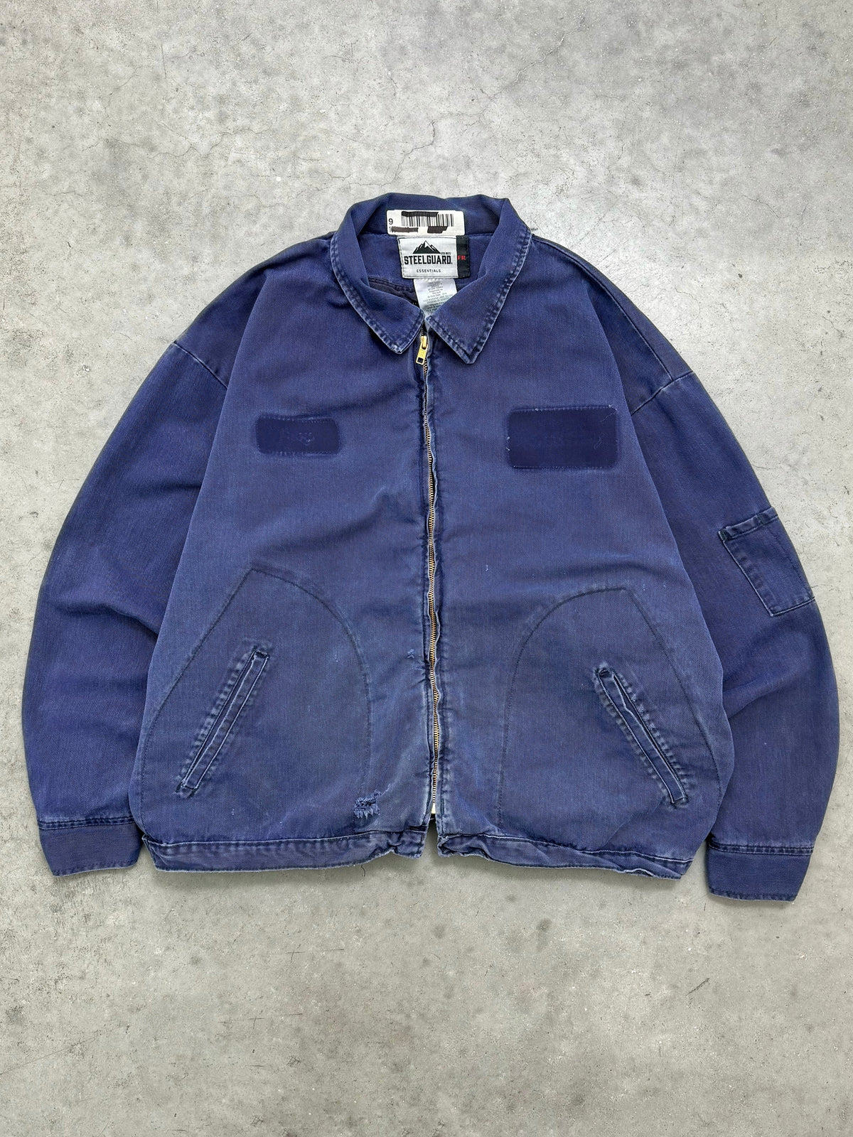 DISTRESSED & FADED INDIGO MECHANIC ZIP UP JACKET - 1980S