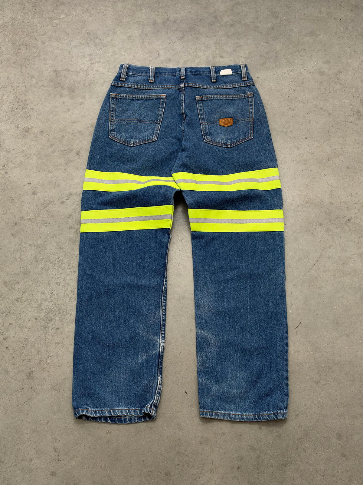 FADED BLUE 3M STRIPE WORKERS JEANS - 1990S