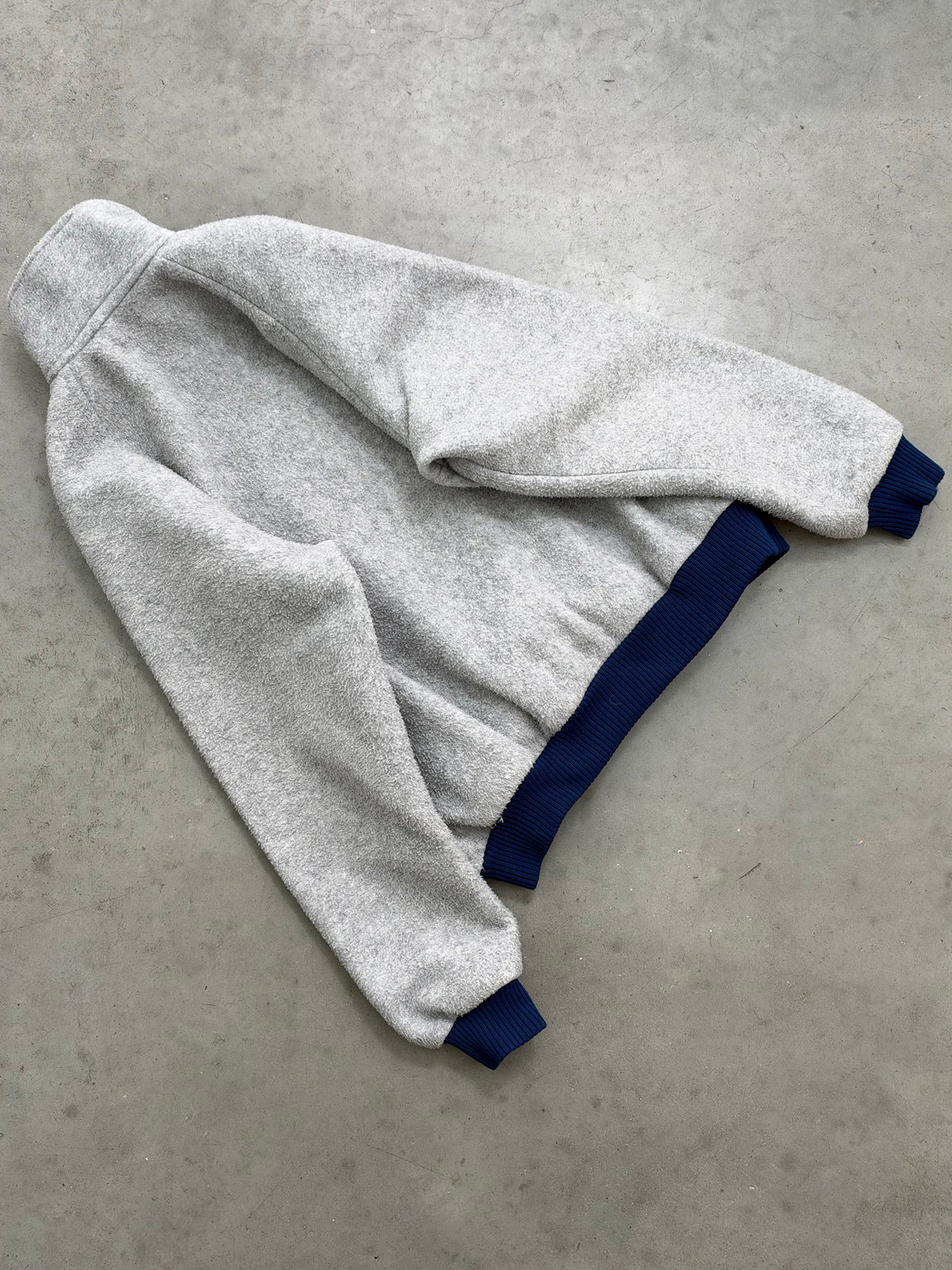 FADED HEATHER GREY ZIP UP POLAR FLEECE - 1980S