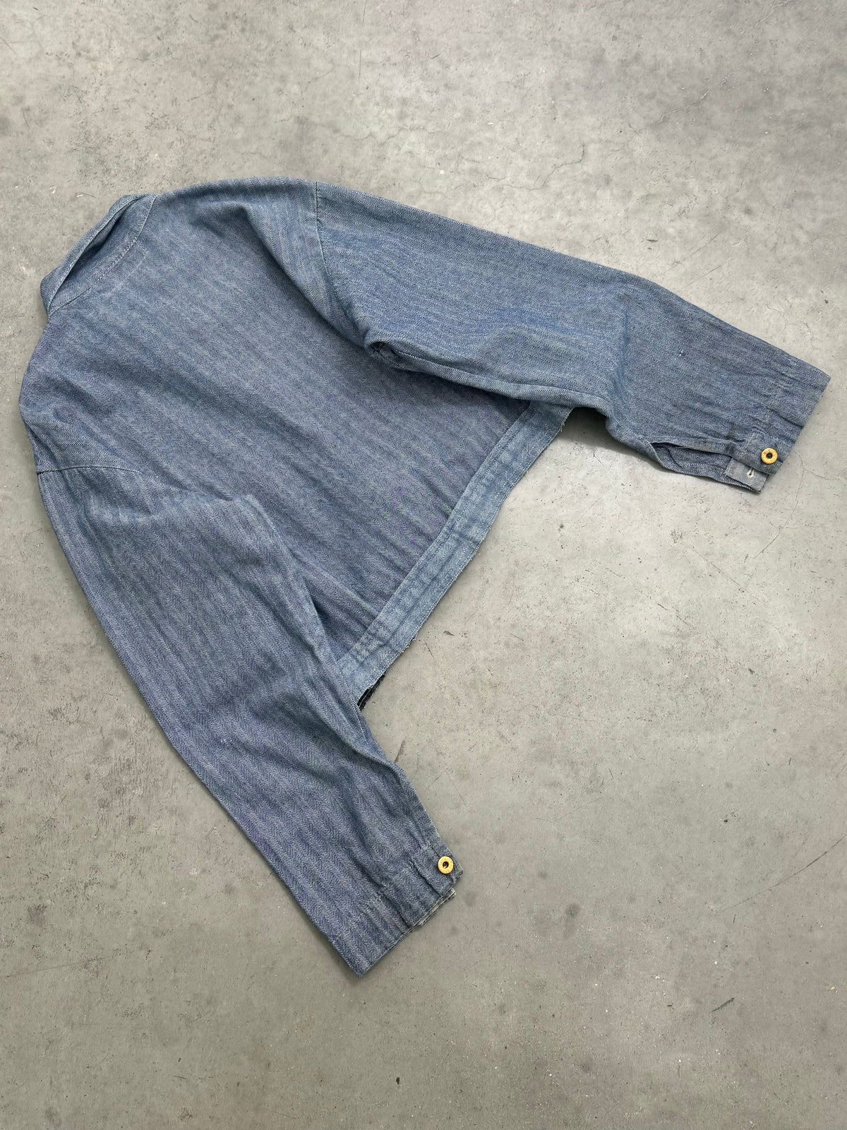 DISTRESSED FADED BLUE "MACK" MECHANIC JACKET - 1980S