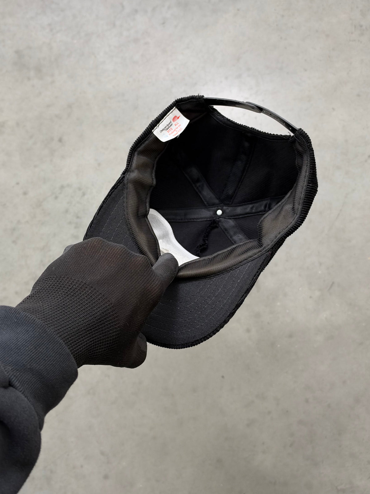 FADED BLACK "HEWLETT PACKARD" CORDUROY HAT - 1990S