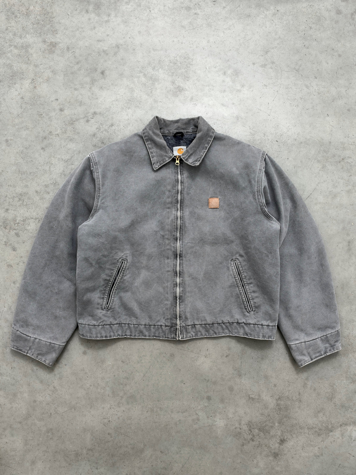FADED SLATE GREY CARHARTT DETROIT JACKET - 2000S