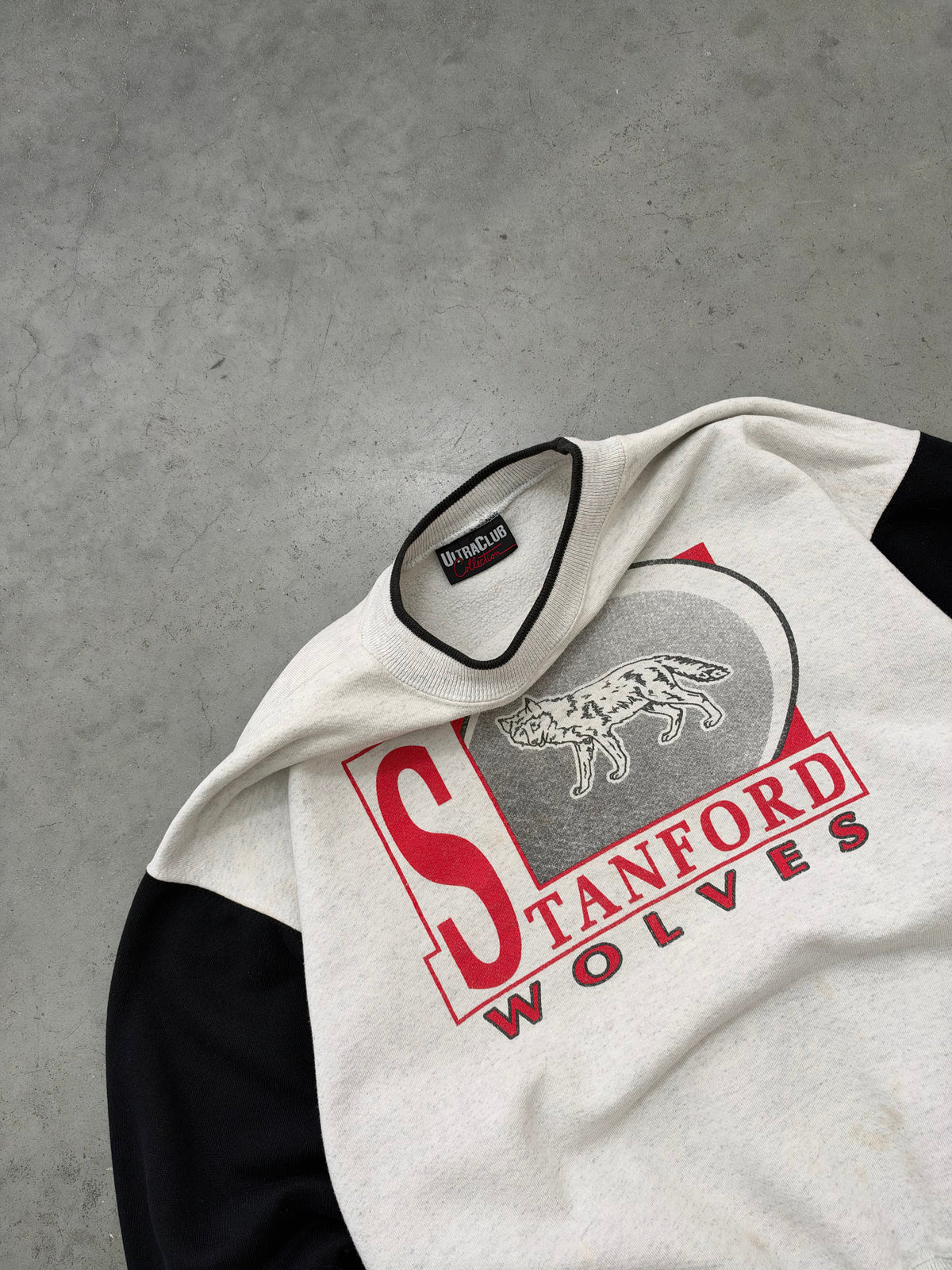 FADED HEATHER GREY "STANFORD WOLVES" CREWNECK - 1990S