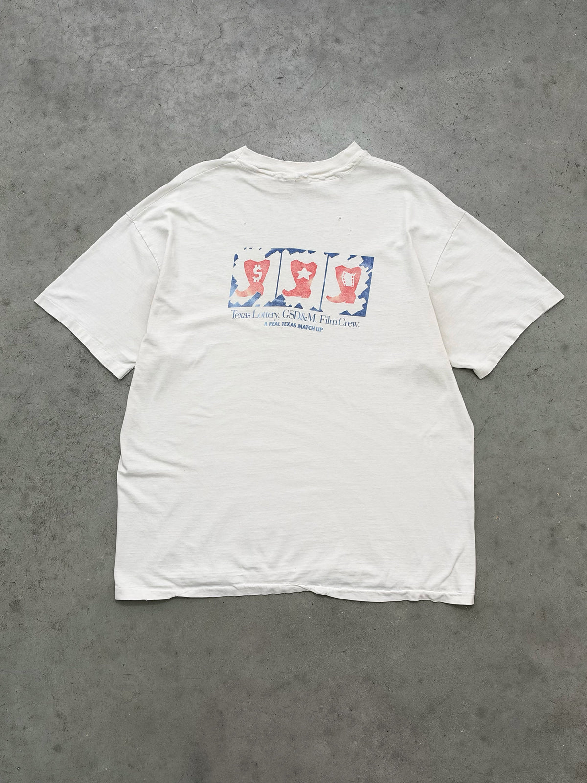 FADED BONE WHITE "JUST MATCH THREE AND WIN" TEE - 1990S