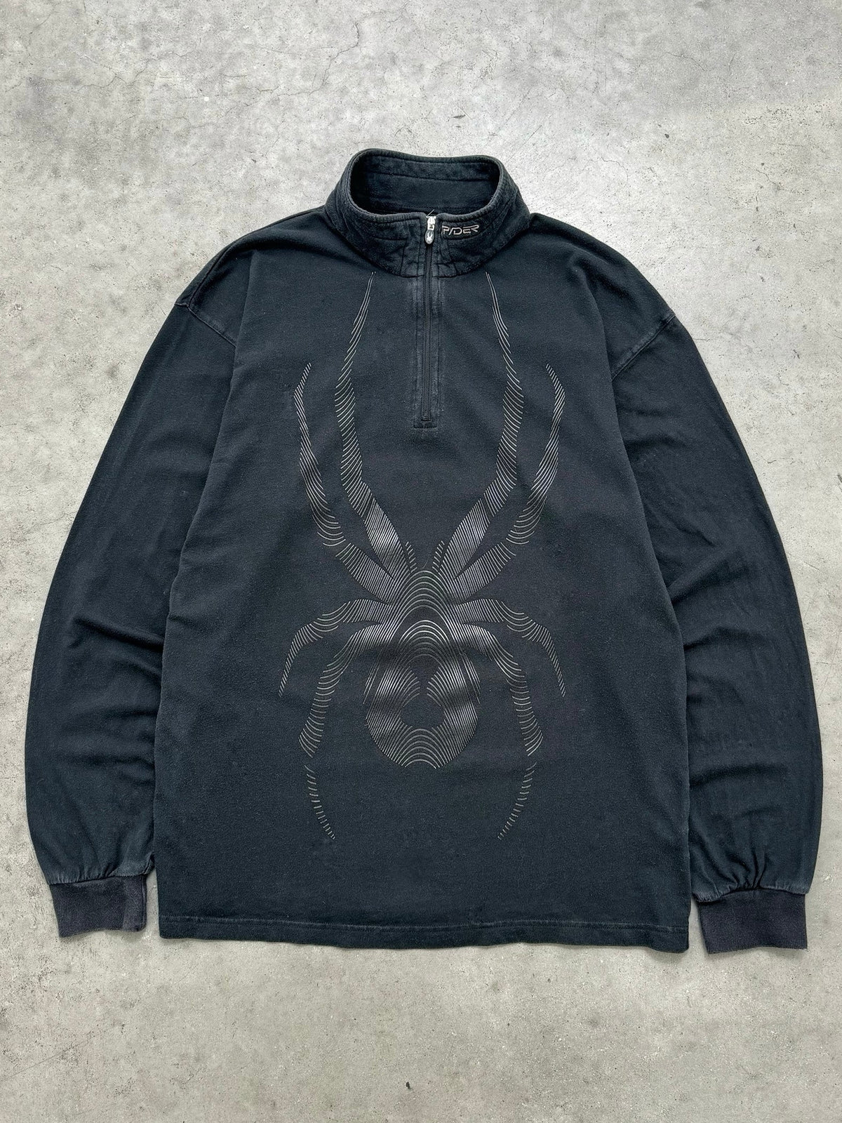 FADED BLACK SPYDER QUARTER ZIP LONG SLEEVE - 1990S