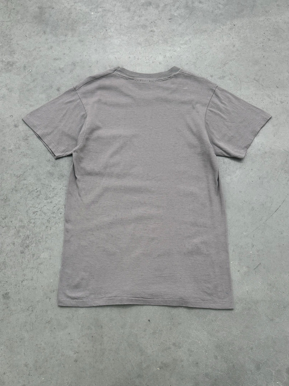 FADED CEMENT GREY HANES POCKET TEE - 1980S