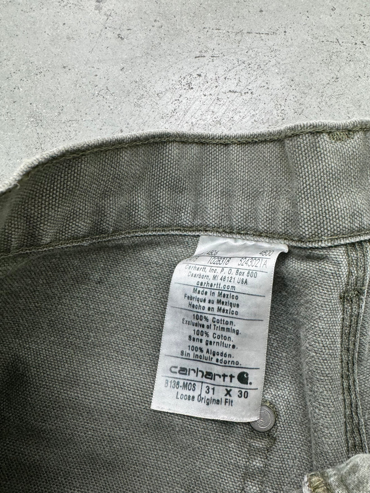 FADED OLIVE CARHARTT DOUBLE KNEE - 1990S