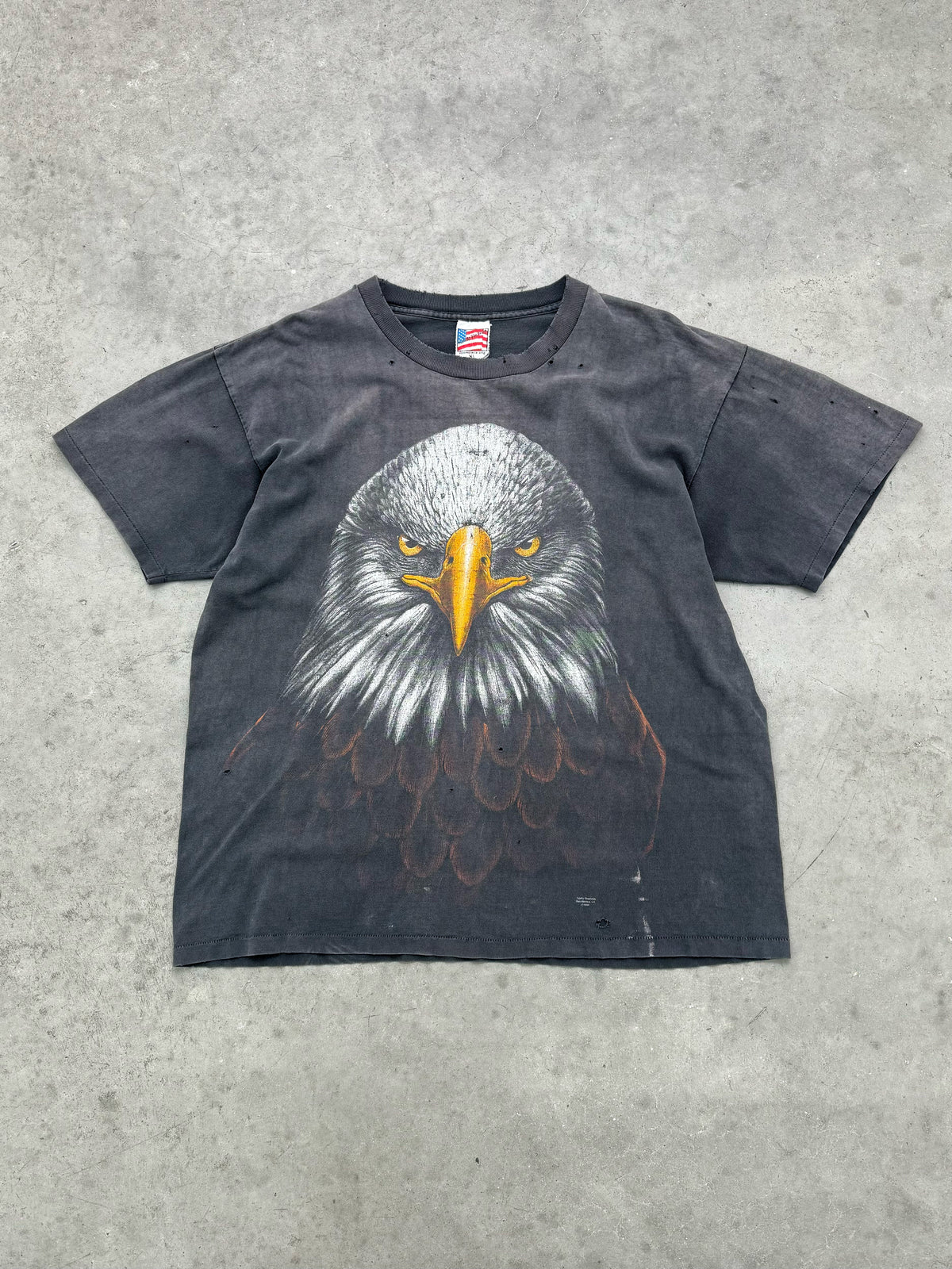 SUN FADED BLACK EAGLE TEE - 1990S
