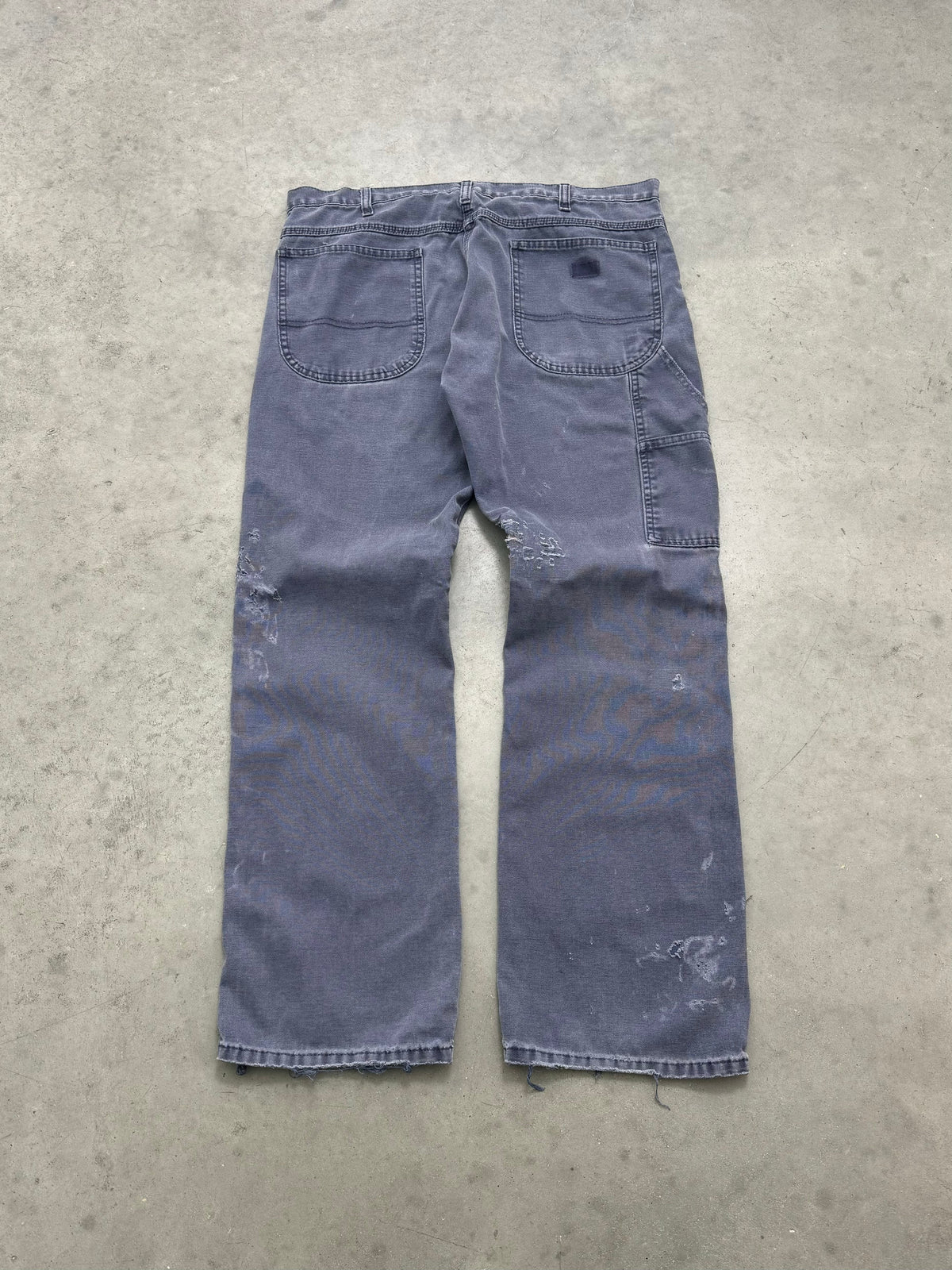 DISTRESSED & FADED SLATE BLUE DICKIES CARPENTER PANTS - 1990S