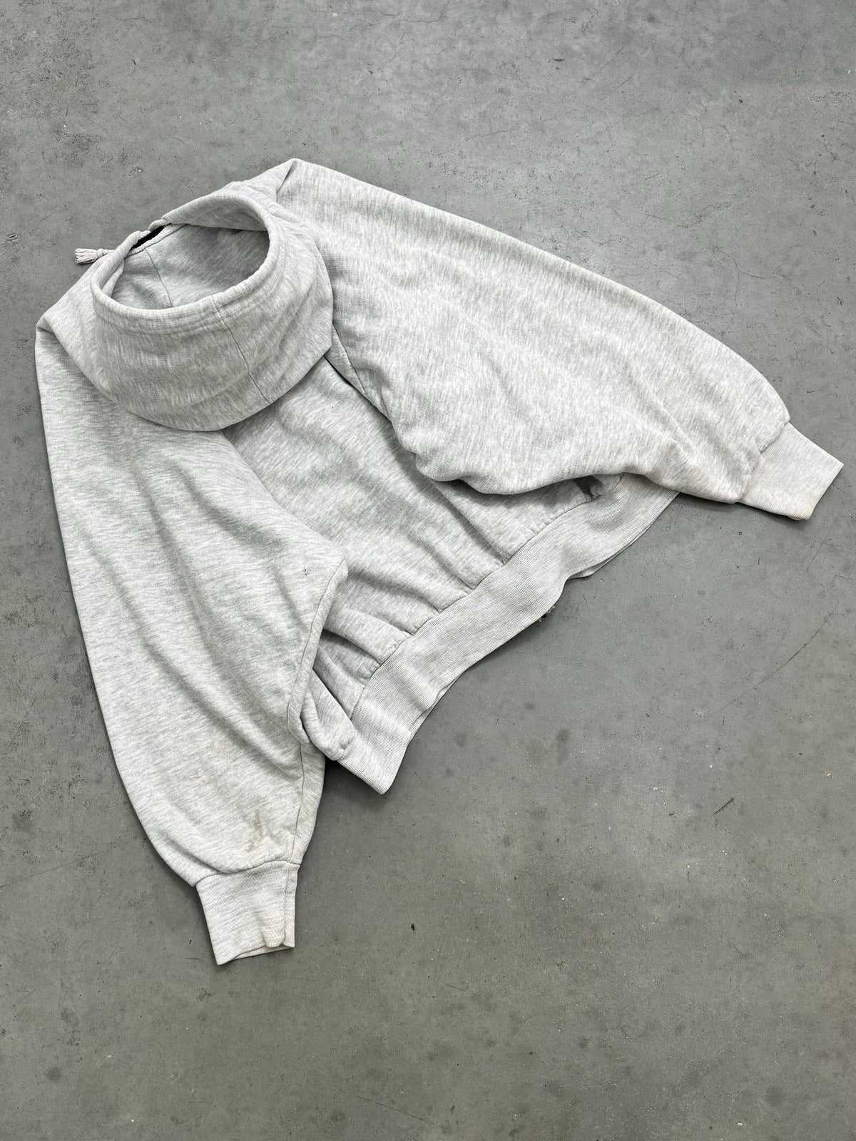 FADED HEATHER GREY THERMAL LINED ZIP UP HOODIE - 1980S