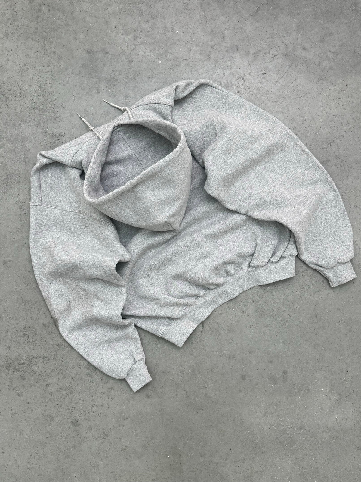 FADED HEATHER GREY "JET BLUE" HOODIE - 1990S