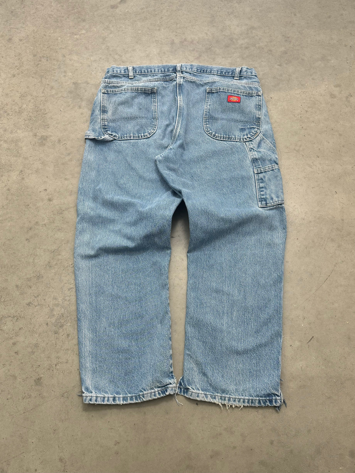 SUN FADED MEDIUM BLUE DICKIES CARPENTER JEANS - 1990S
