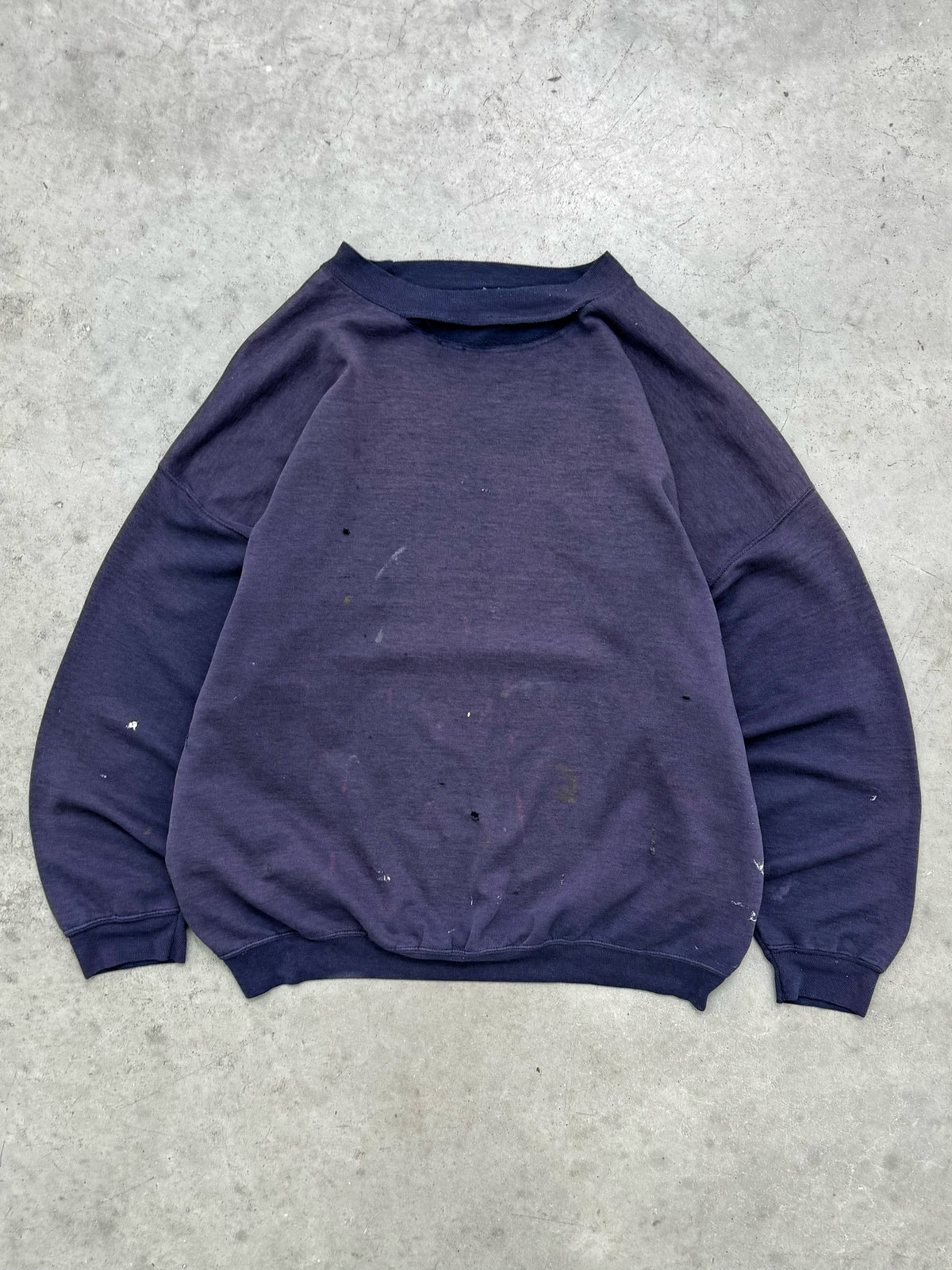 FADED & DISTRESSED INDIGO CREWNECK - 1990S