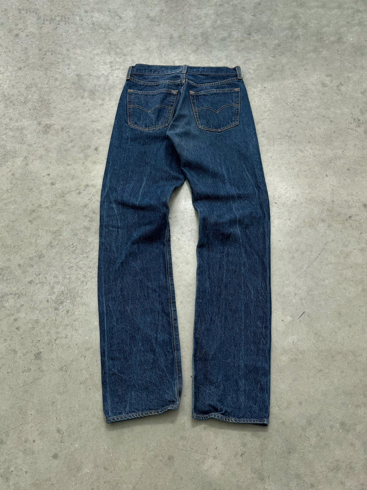 FADED DEEP INDIGO LEVIS 501 BUTTON FLY JEANS - 1980S
