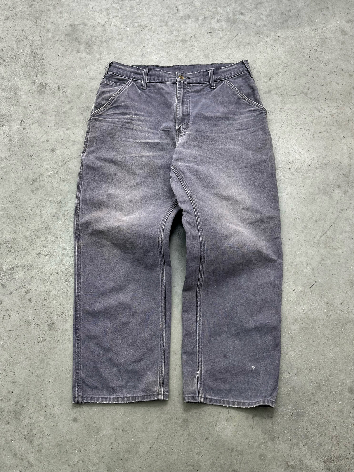 FADED SLATE GREY CARHARTT CARPENTER PANTS - 1990S