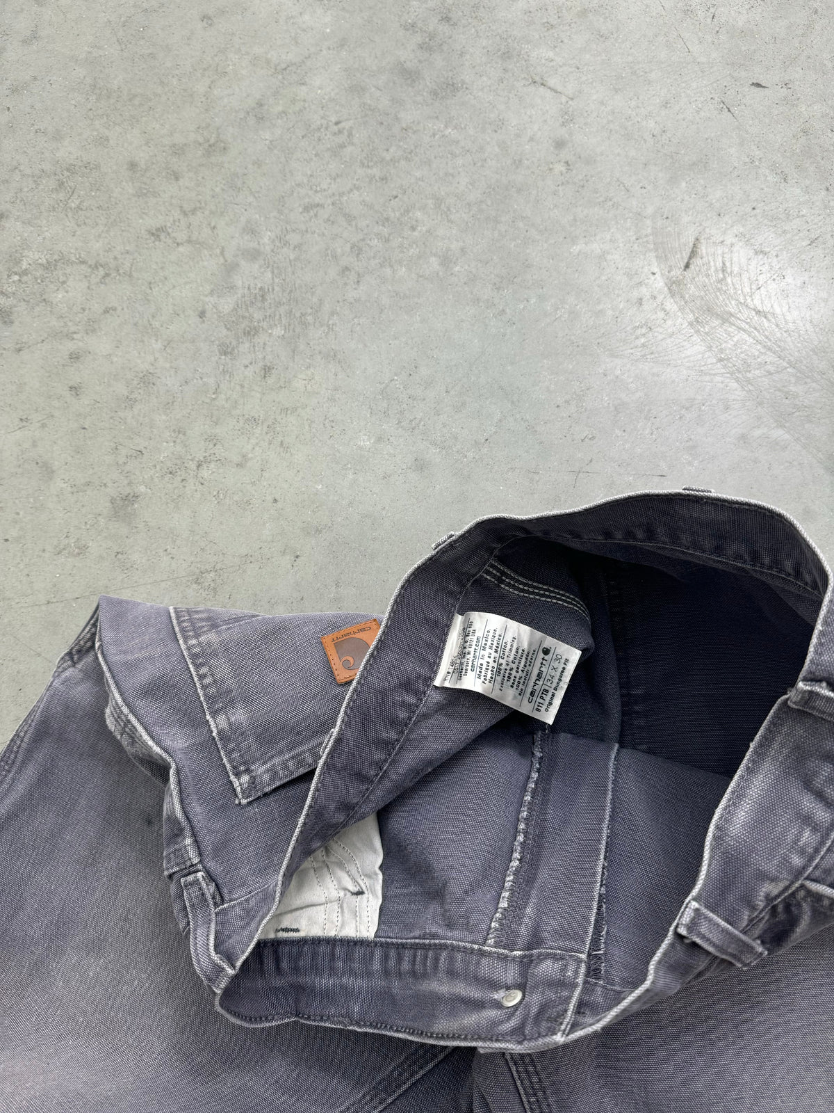 FADED SLATE GREY CARHARTT CARPENTER PANTS - 1990S