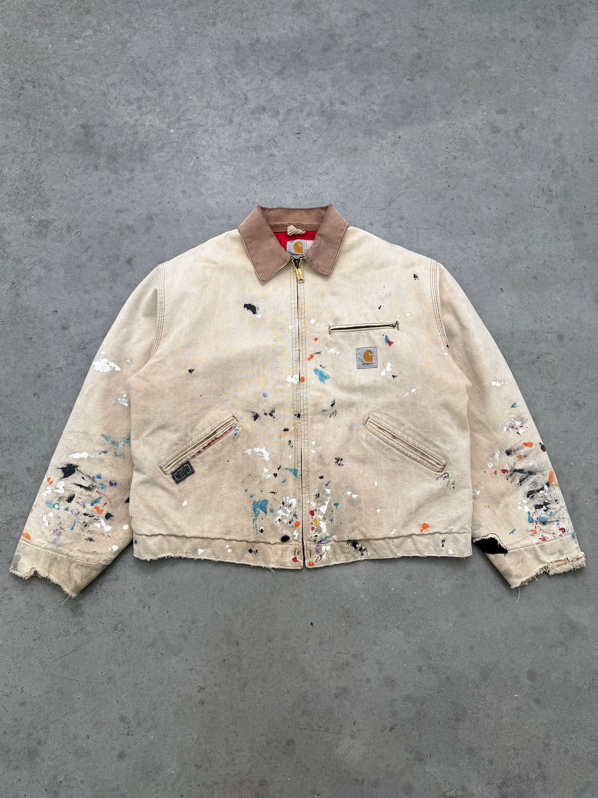 FADED BEIGE PAINTERS CARHARTT DETROIT JACKET - 1990S