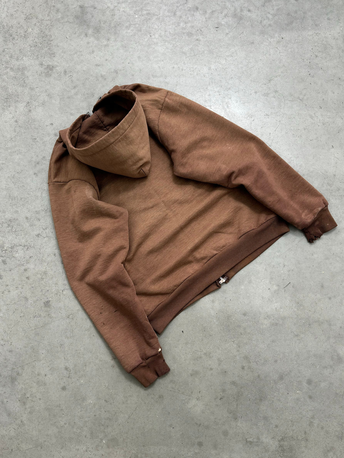 FADED BROWN CARHARTT THERMAL ZIP UP HOODIE - 1980S