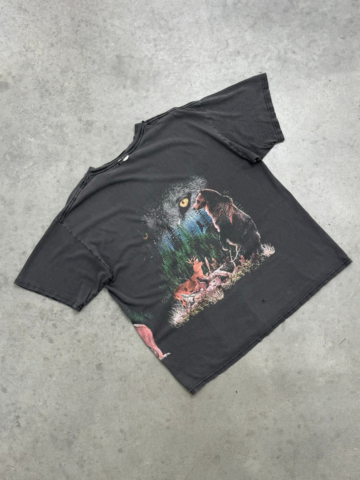 FADED BLACK & DISTRESSED NATURE TEE - 1990S