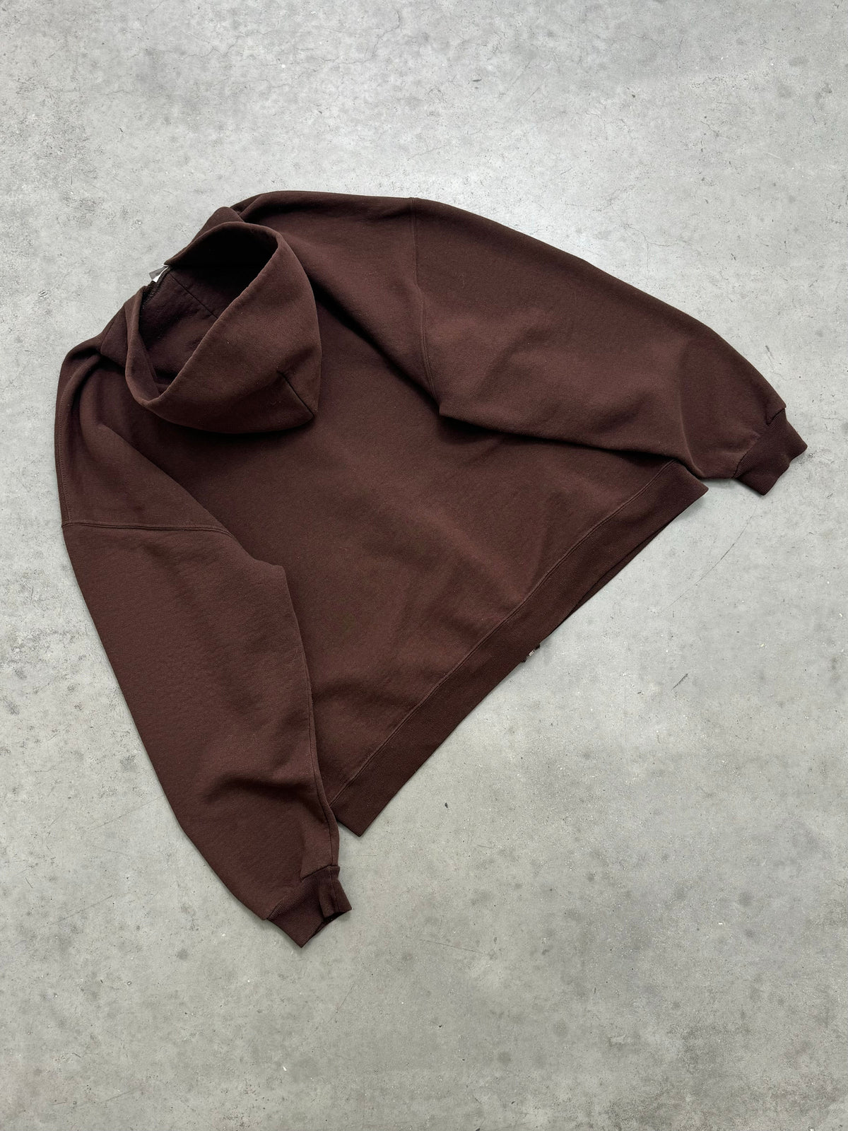 FADED ESPRESSO BROWN ZIP-UP RUSSELL HOODIE - 2000S