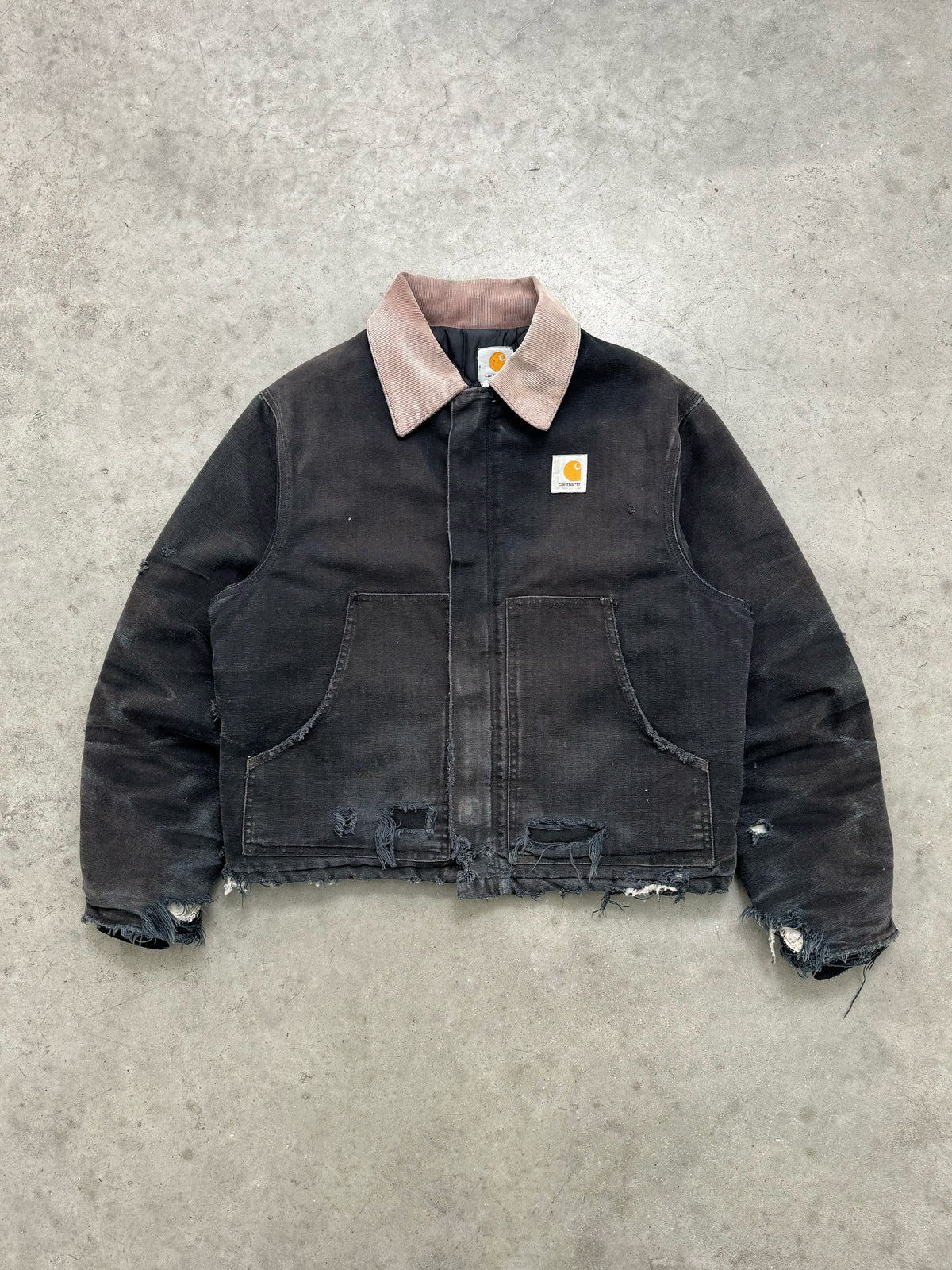 FADED BLACK & DISTRESSED CARHARTT ARCTIC JACKET - 1990S