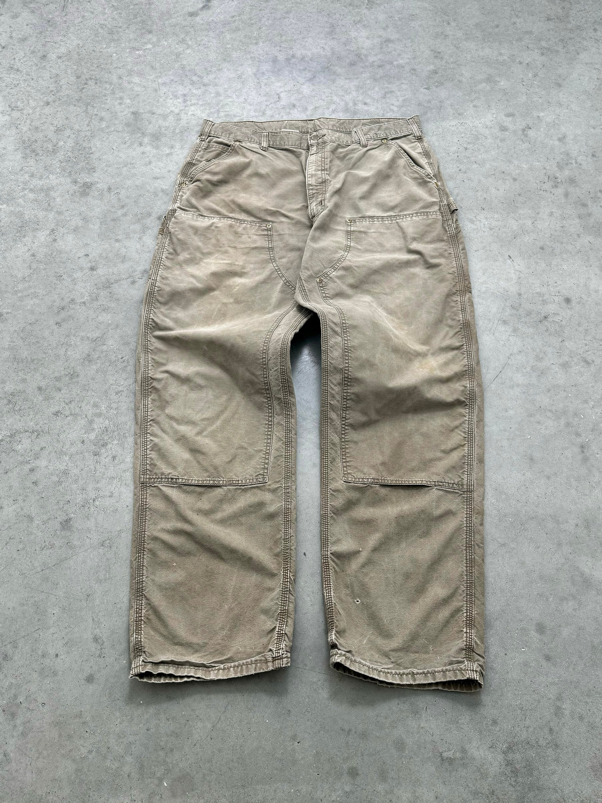 FADED OLIVE CARHARTT DOUBLE KNEE PANTS - 2000S