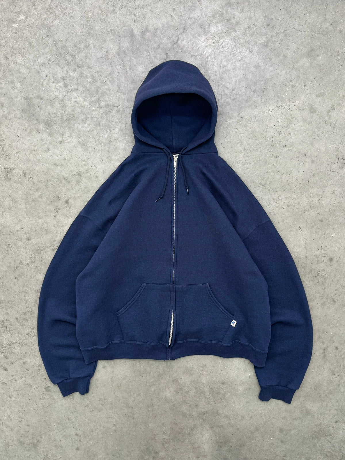 FADED NAVY RUSSELL ZIP UP HOODIE - 2000S