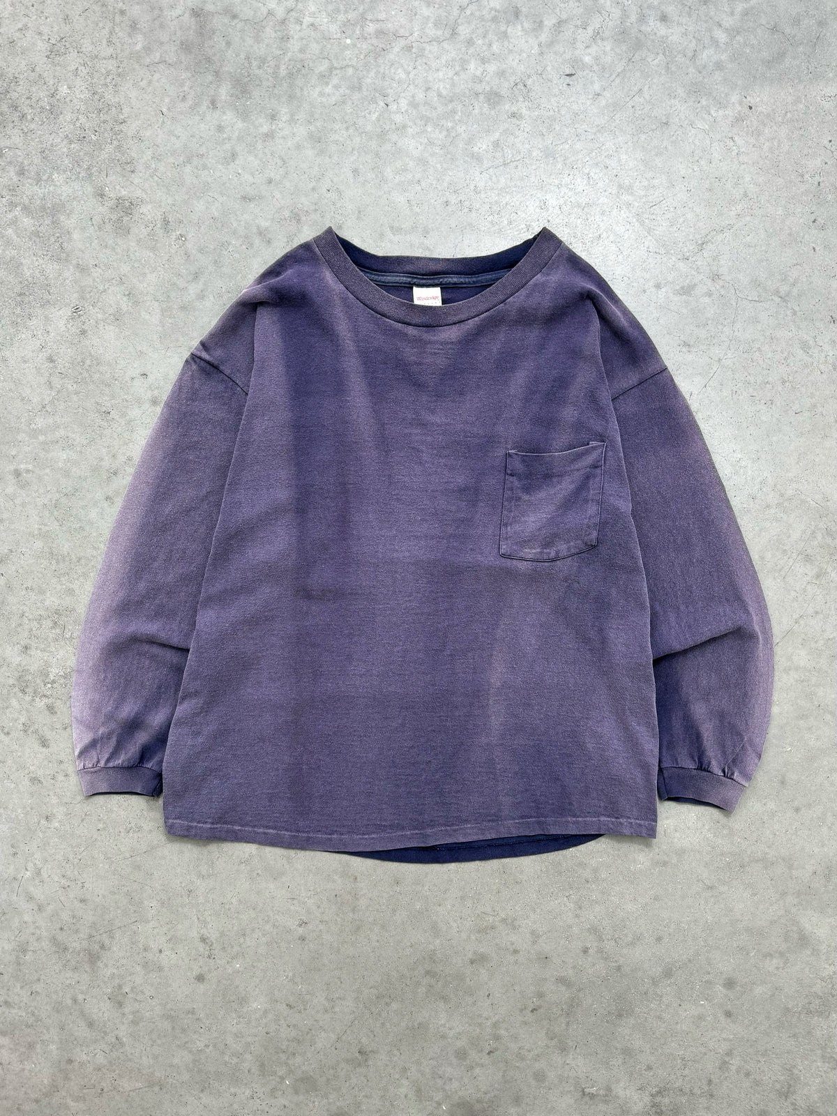 SUN FADED INDIGO LONG SLEEVE TEE - 1990S
