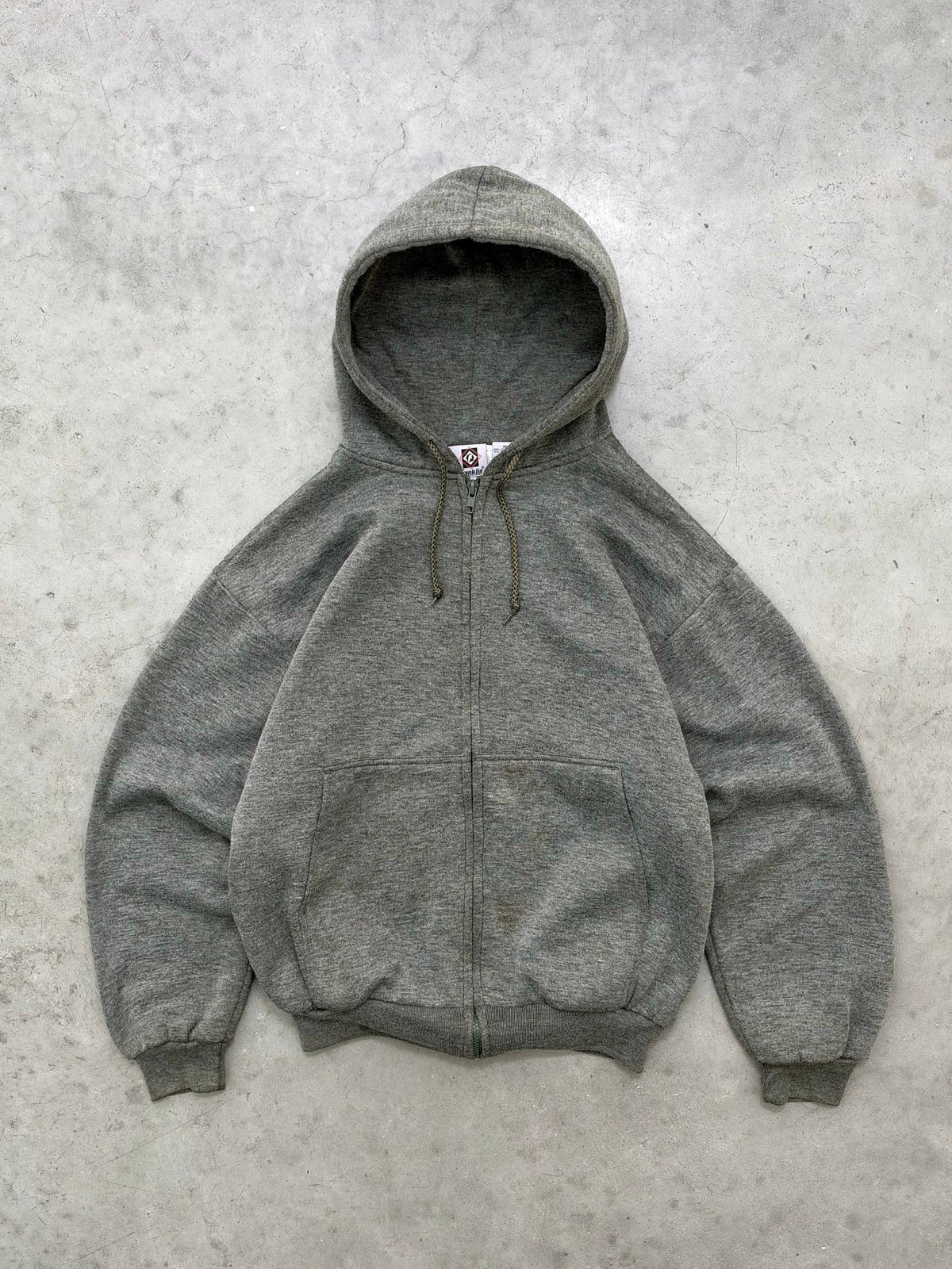 FADED ALGAE GREEN THERMAL LINED FRANKLIN ZIP UP HOODIE - 1990S