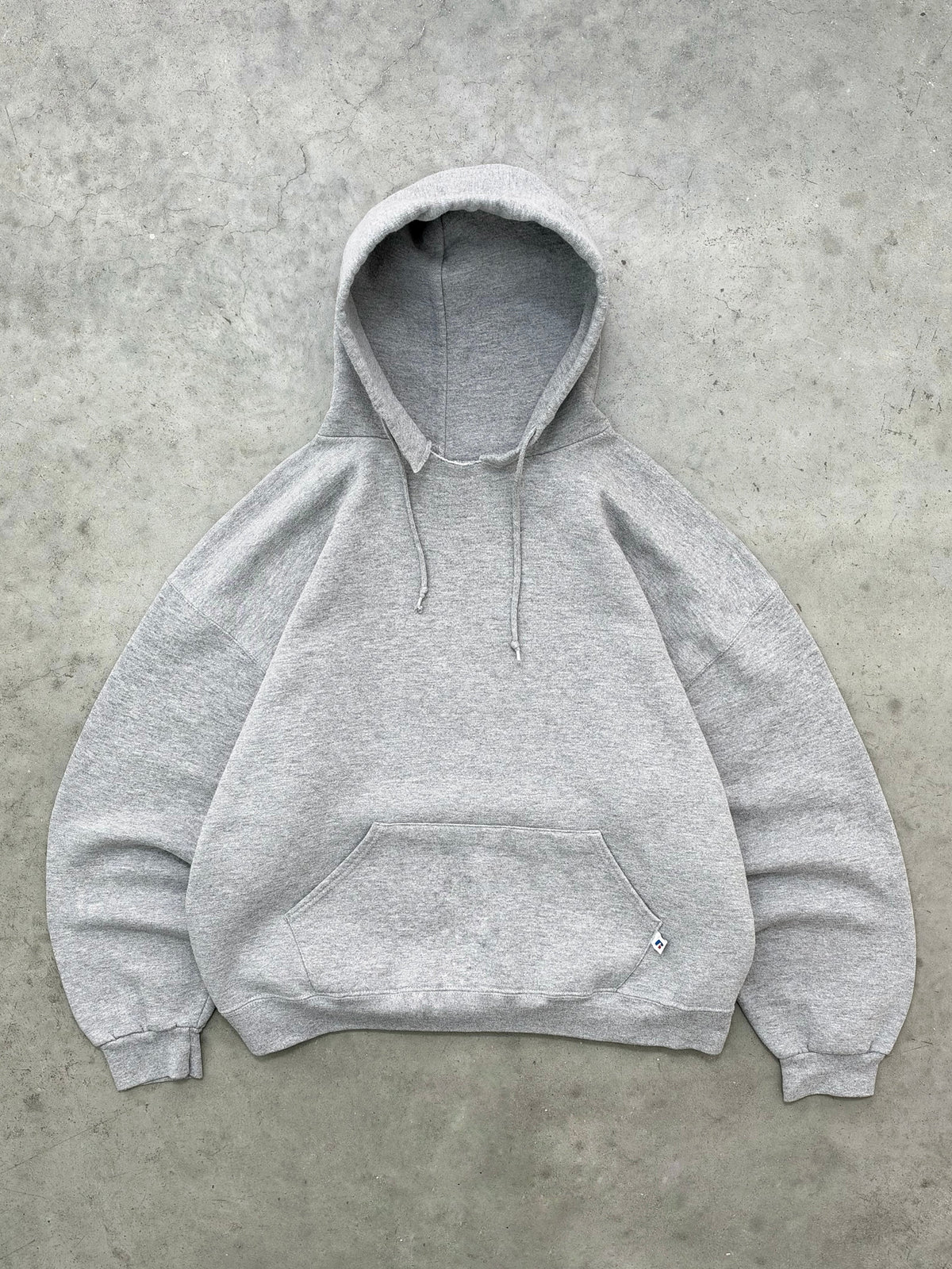 DISTRESSED FADED HEATHER GREY RUSSELL HOODIE - 1990S