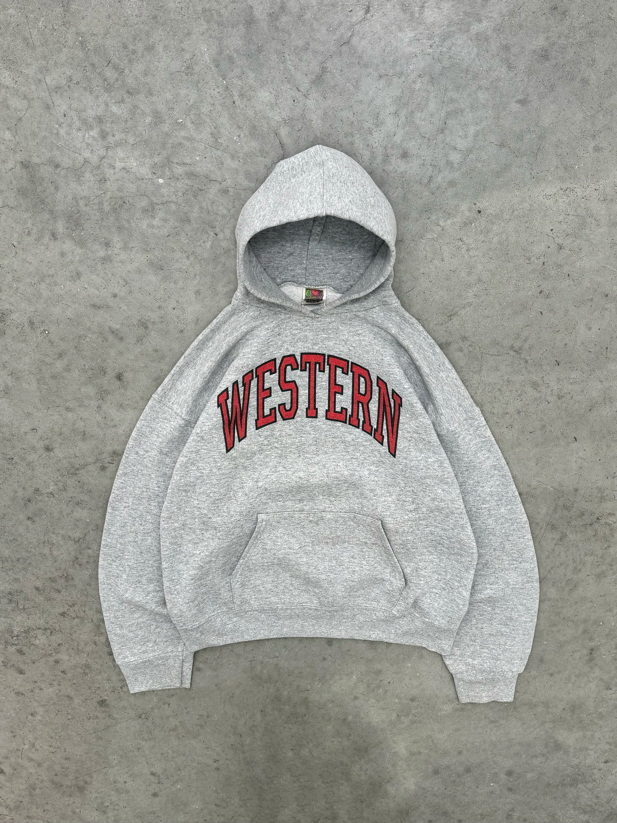 HEATHER GREY "WESTERN" HOODIE - 1990S