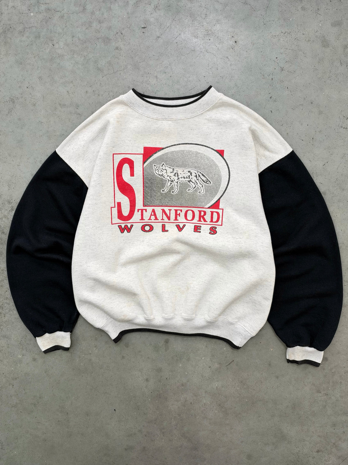FADED HEATHER GREY "STANFORD WOLVES" CREWNECK - 1990S