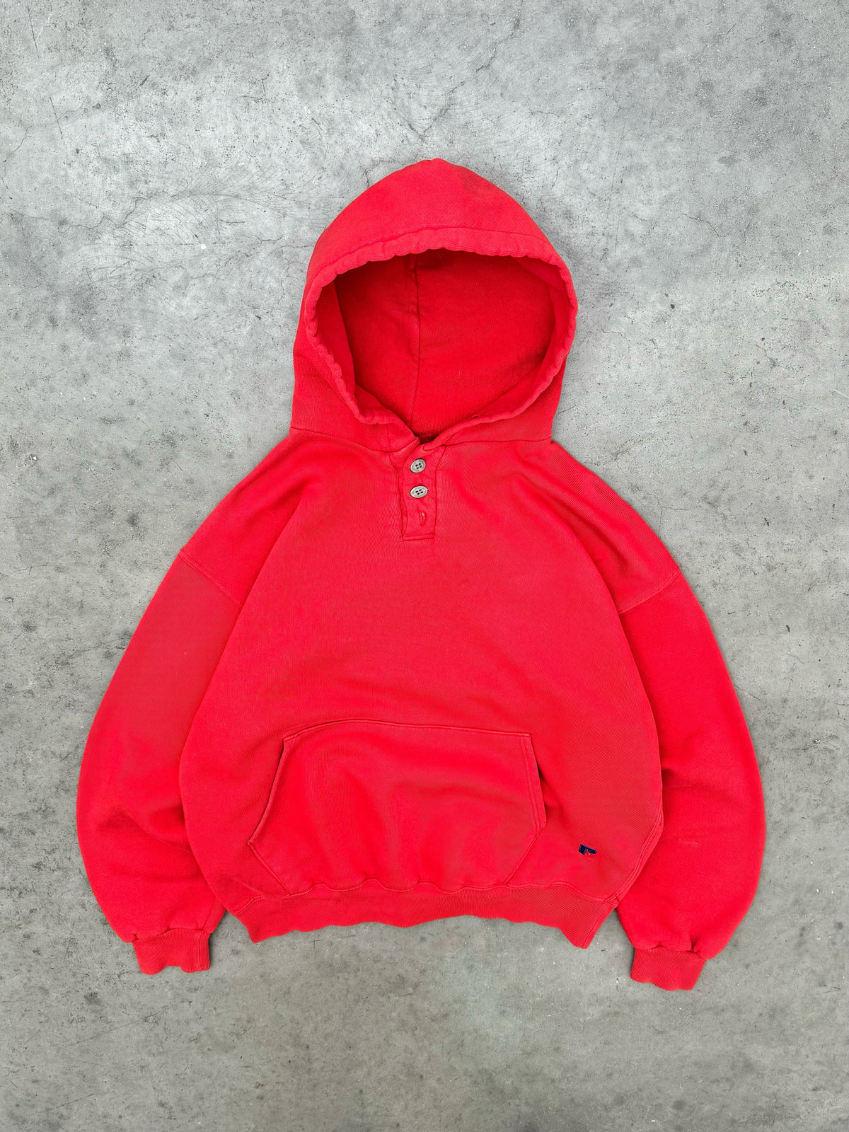 FADED RED RUSSELL HENLEY HOODIE - 1990S