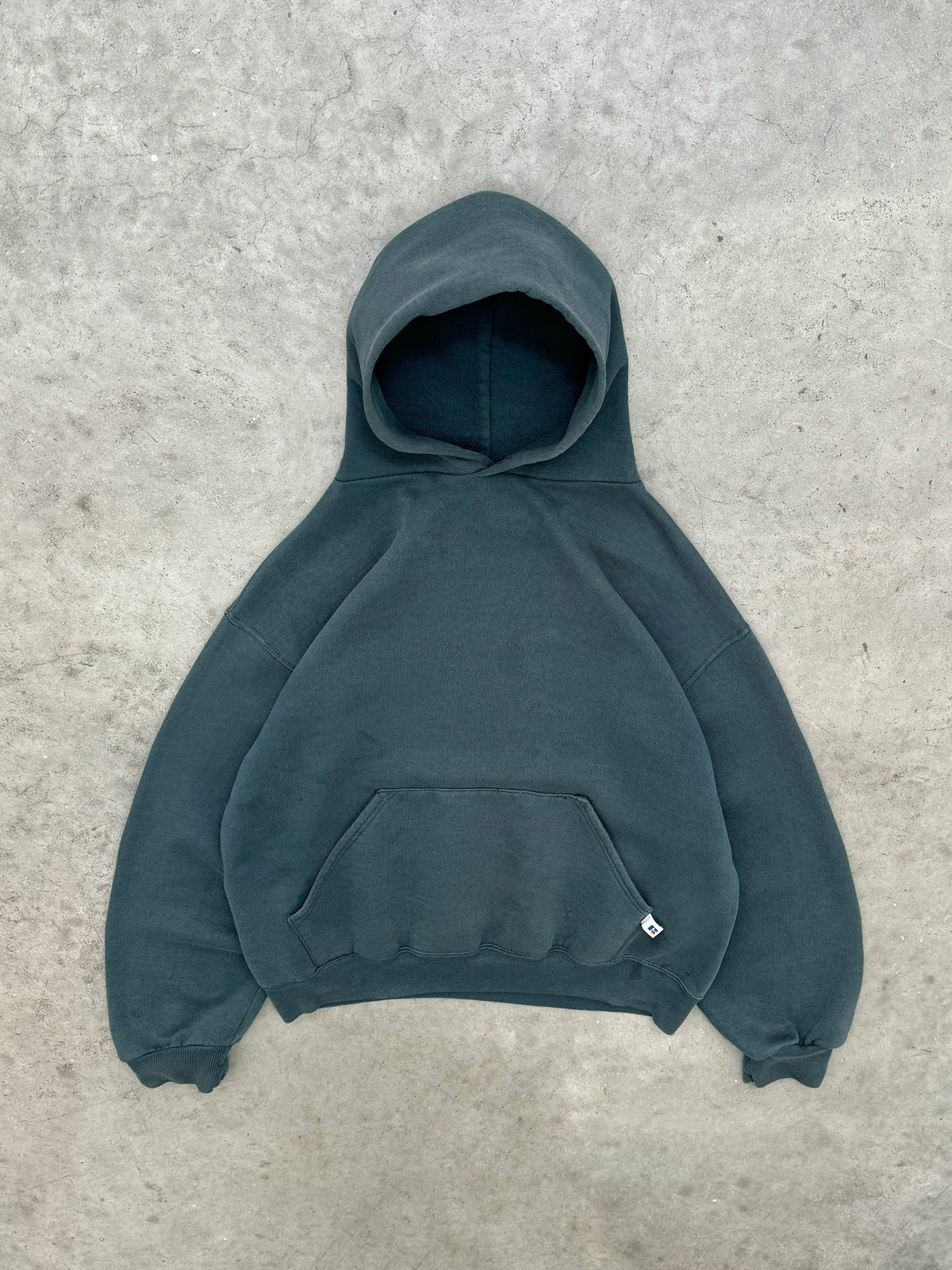 FADED DEEP EMERALD GREEN RUSSELL HOODIE - 1990S