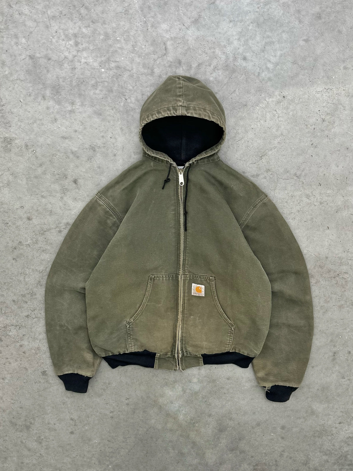 SUN FADED OLIVE CARHARTT ACTIVE JACKET - 1990S