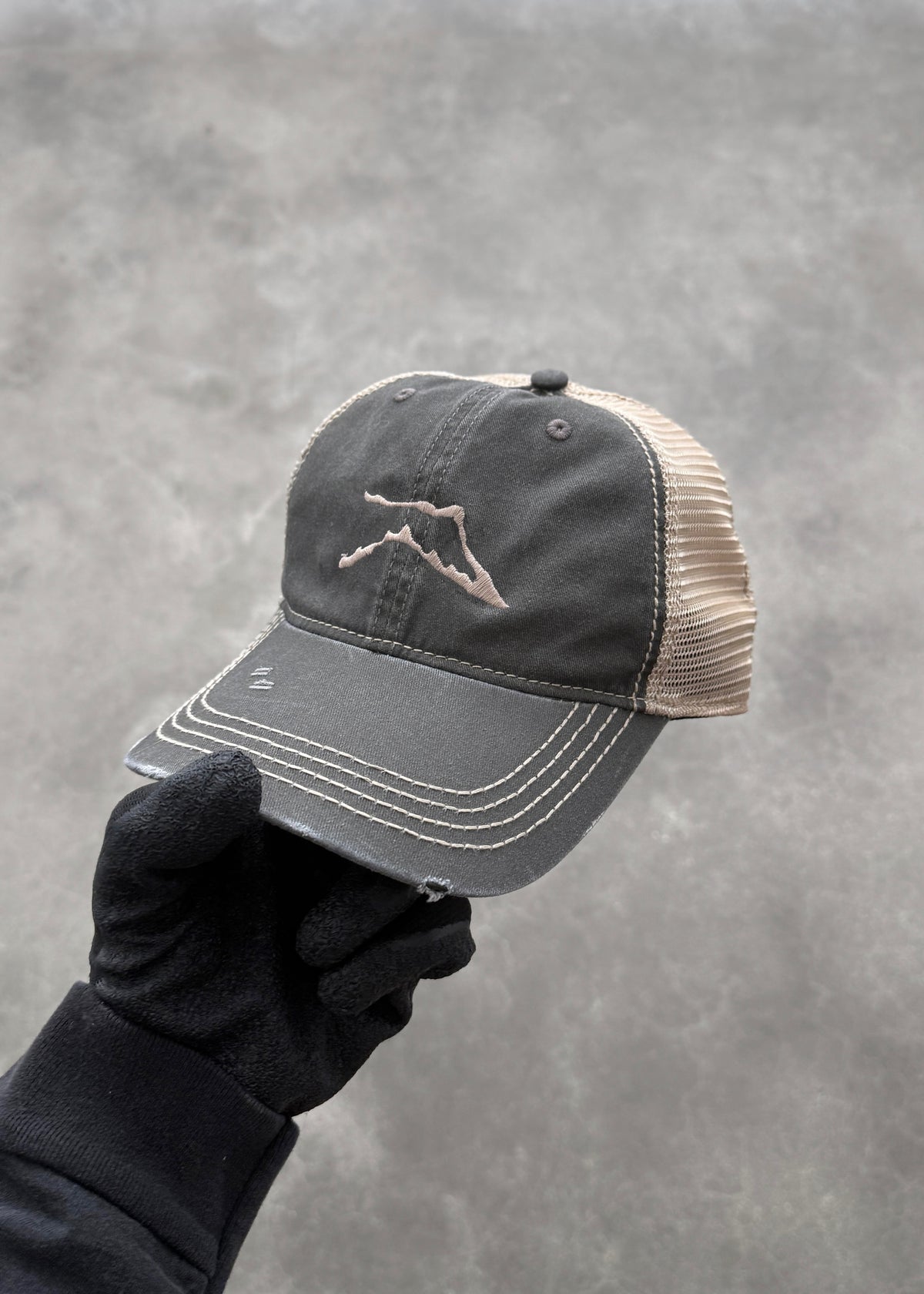 Distressed Mesh Cap - Black