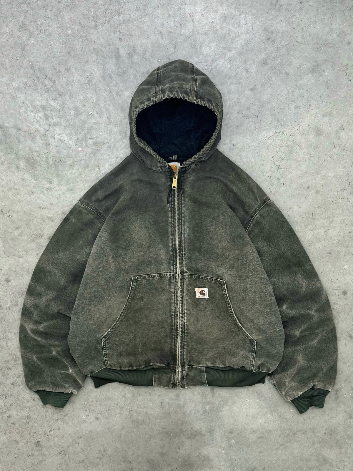 SUN FADED OLIVE CARHARTT ACTIVE JACKET - 1990S