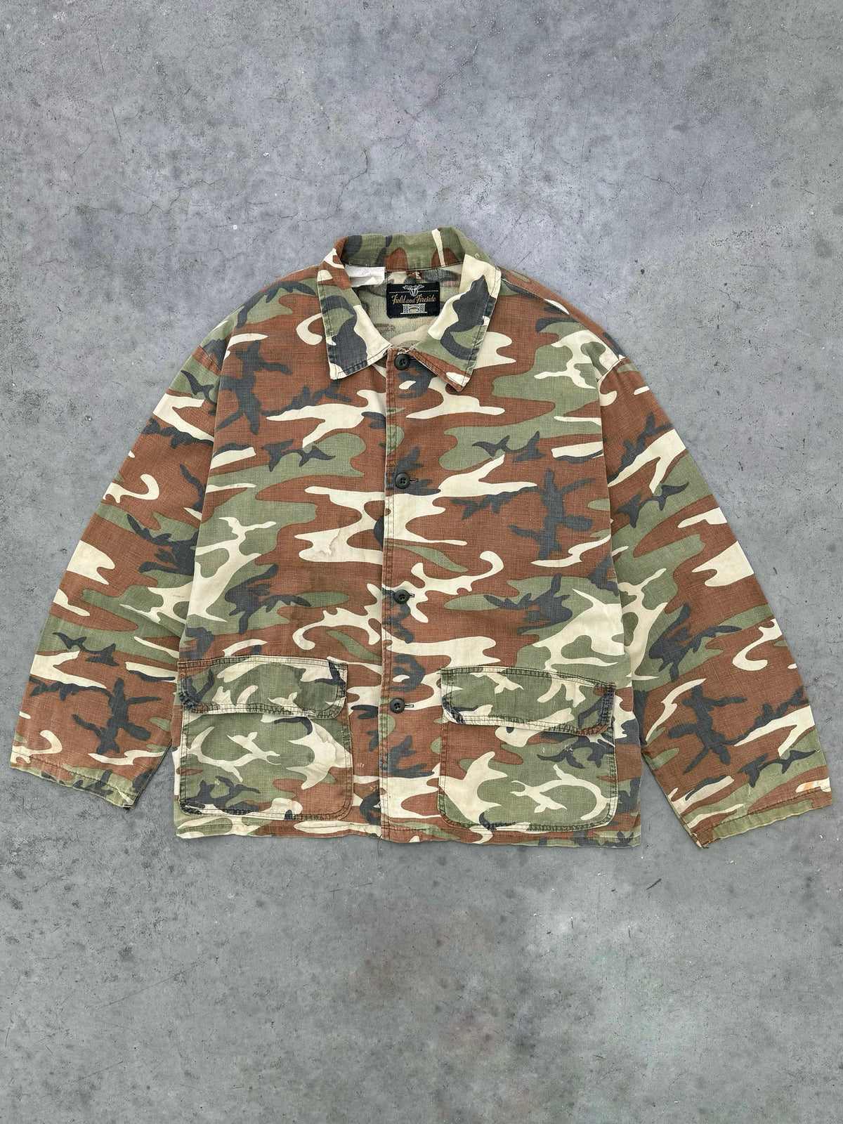 FADED ARMY CAMO OVERSHIRT - 1980S