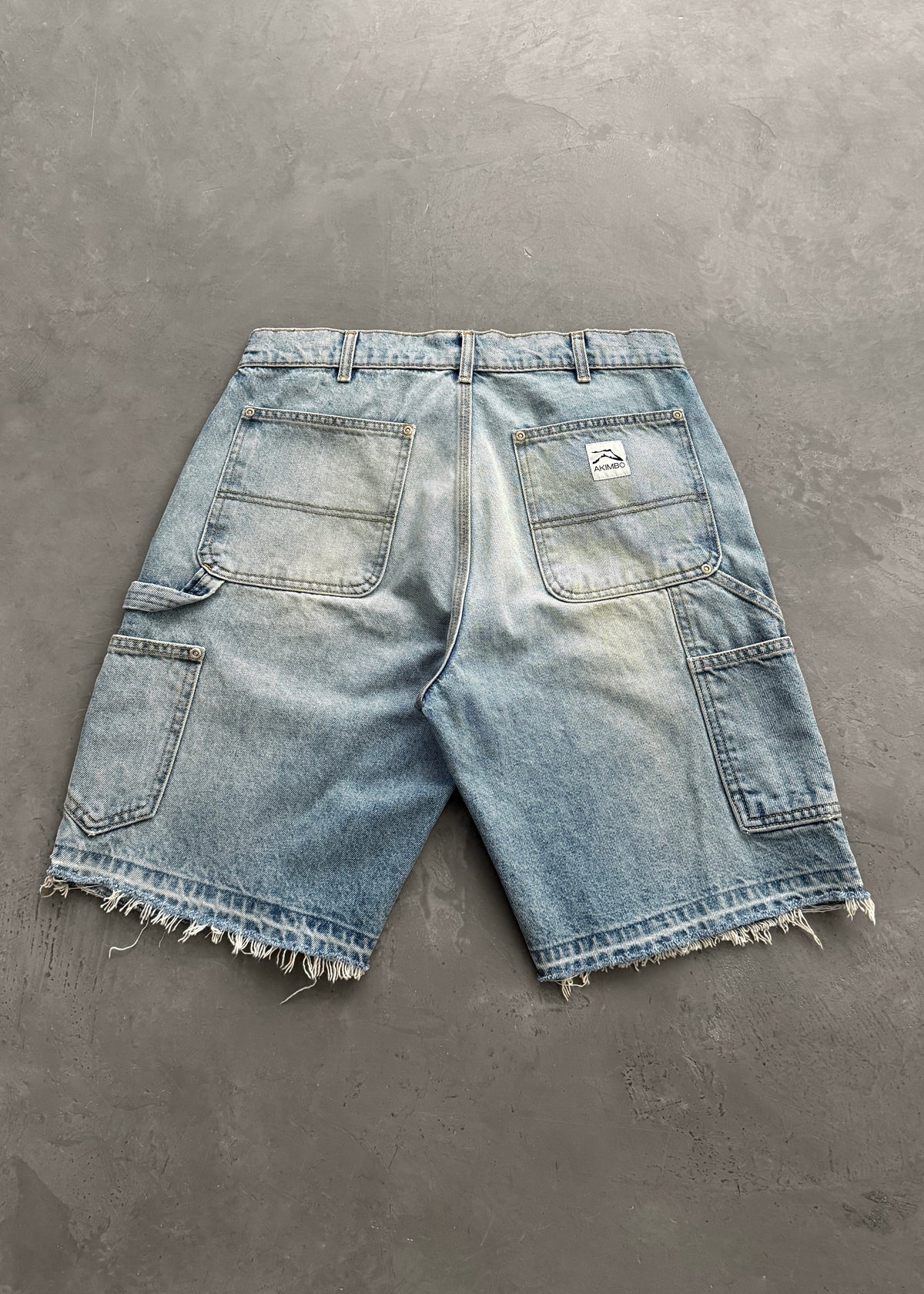 OPEN HEM DENIM DOUBLE KNEE SHORTS - DIRTY WASH